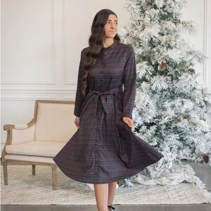 Dainty Jewells Plaid Long Sleeve Dress in Maxi